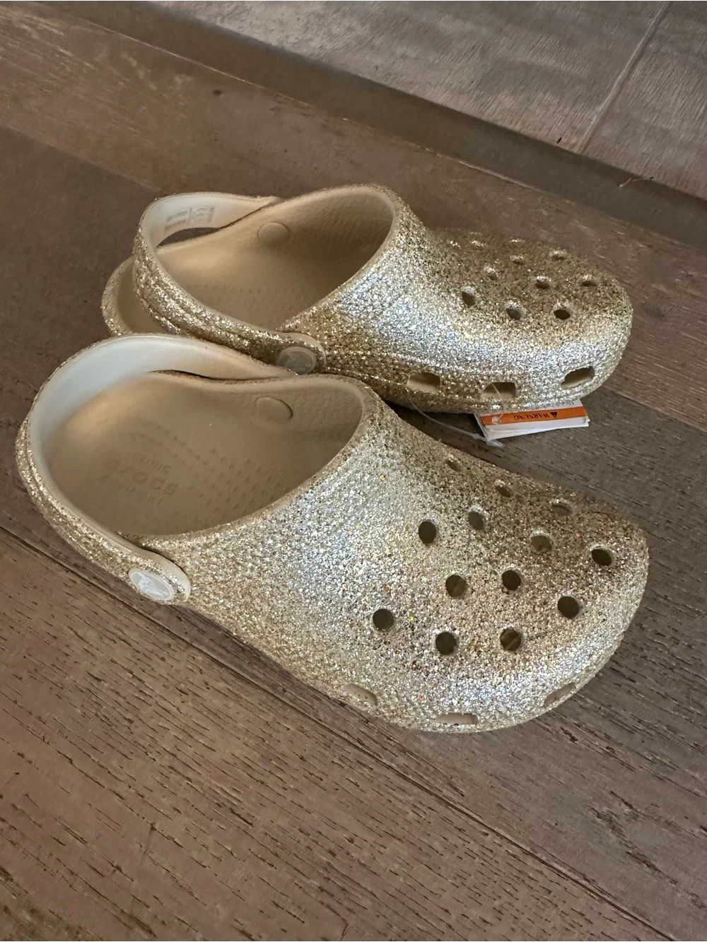 NWT Crocs Classic Chunky Gold Glitter Clog Size 13